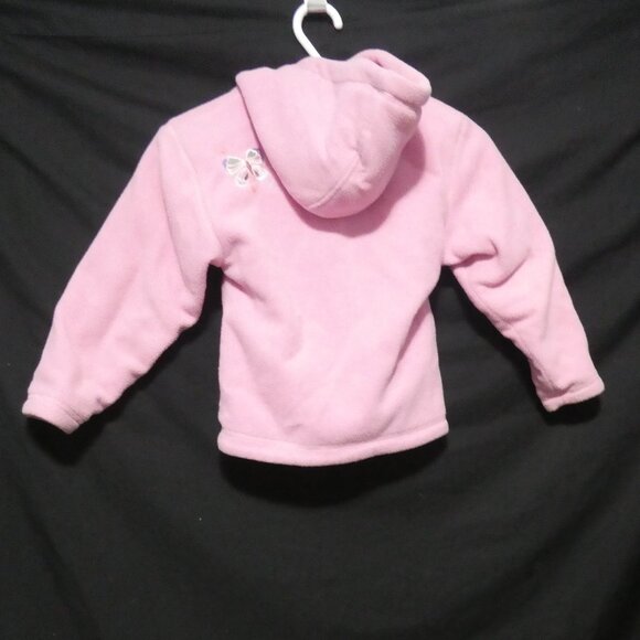 ADORABLE JR TOO | size 6 girls, kids | Pink Fleece Hooded Pea Coat | Butterflies - Picture 3 of 16